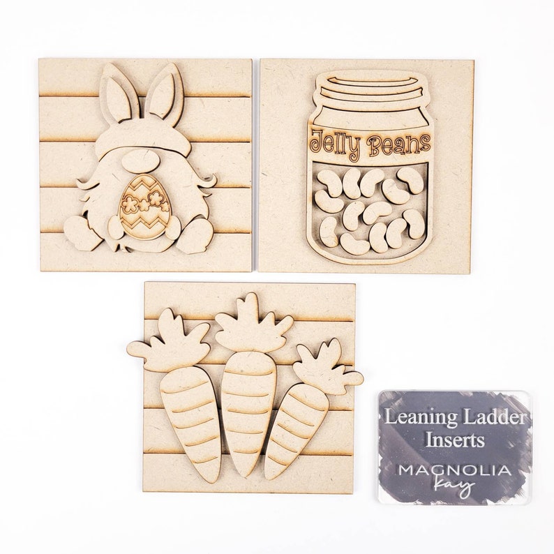 Gnome Bunny Easter Leaning Ladder  Paint Kit | Party Decor | Home Decor Laser Cut Wood Blanks | Paint Kits 