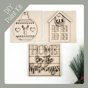 DIY Weihnachtsschild Minis Paint Kit: Lasergeschnittenes MDF-Dekor