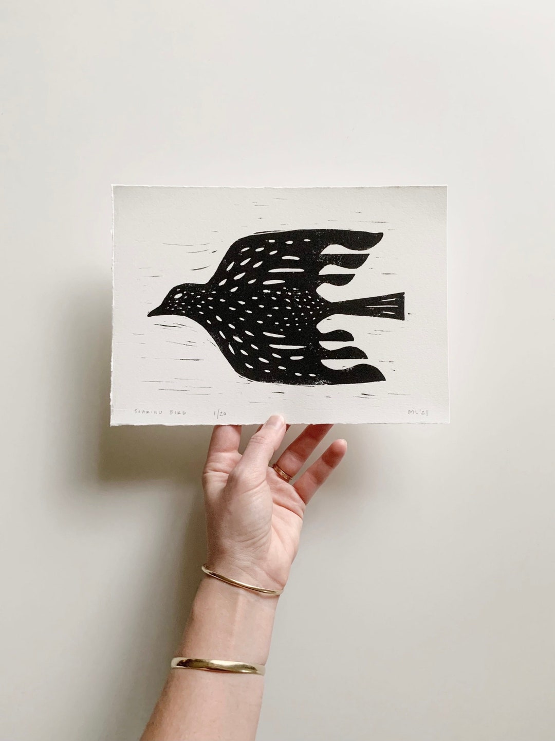 Soaring Bird Block Print Etsy