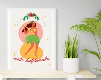 Hawaii Christmas Art Print: Mele Kalikimaka Holiday Decor (digitale download)
