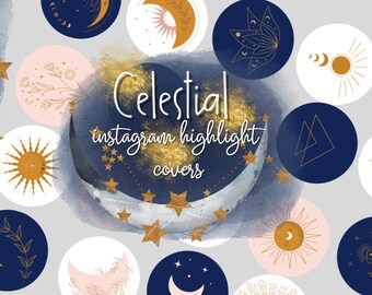 Celestial Instagram Highlight Covers: Boho Moon & Star Icons (Digital Download)