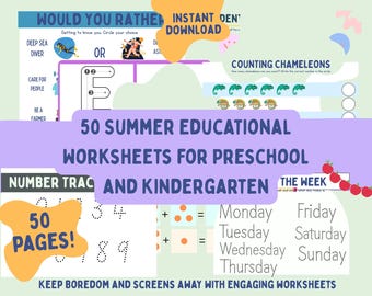 Sommer-Lern-Aktivitäten-Paket: Vorschul- und Kindergarten-Arbeitsblätter (PDF-Download)