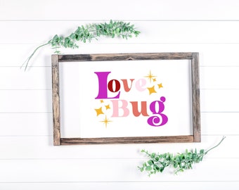 Love Bug Printable, digital download, love bug wall art, Valentine's wall art, 70's wall art, 70's printable, boho printable, boho wall art