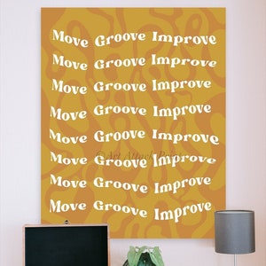 Orange Lava Move Groove Improve Wavy Checkered Print , Dance Art, Dancer Life, Poster, Retro Modern, Dancer Shirt, Wall Art, Dance Aesthetic