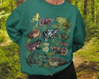 Goblincore Clothing Oversized Crewneck Aesthetic Crewneck Frog and Toad Shirt Frog Hoodie Toad Shirt Environment Shirt Mushroom T Shirt