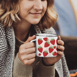 Coffe Mug Campfire Mug Garden Mug Enamel Camping Mug Campfire Mugs Mountains Mug Tin Mug Strawberry Mug Kawaii Strawberry Wild Strawberry