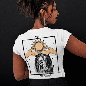 Tarot Shirt Strength Tarot shirt Tarot Card Print Spiritual Shirts Witch Shirt Tarot Card Shirt Celestial Shirt Goth Shirt Occult Shirt