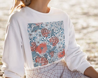 Botanical Floral Sweatshirt | Flower Sweatshirt, Wildflower Sweatshirt, Floral Graphic Sweatshirt, Cute Gift For Her, Shirts With Flowers