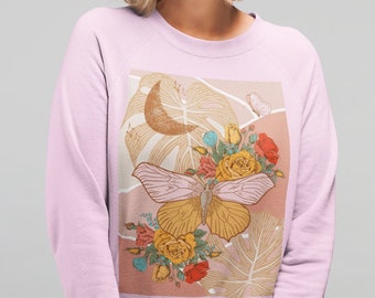 mandala sweatshirt Butterfly Mandala Sweatshirt hippie,pink unisex long sleeve butterflies trendy
