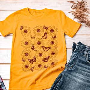 Sonnenblume Shirt Cottage Core Kleidung Gärten Shirt Save the Bees Plant Lady Earth Day Botanisches Shirt Bild 1