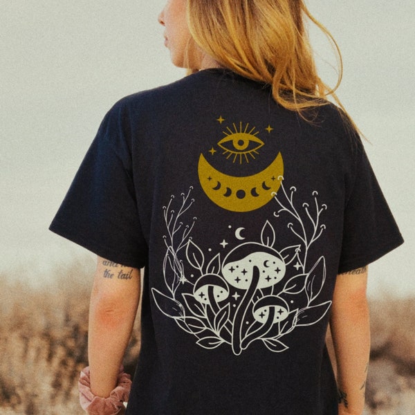Magic Mushroom Third Eye Oversized T Shirt Moon Shirt Celestial Shirt Botanical Shirt Self Development Empowerment Shirt Tarot Shirts Women