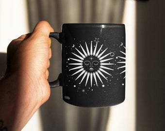 Sacred Geometry Art Tarot Art Celestial Mug Witch Mug Mystical Mug Goth Mug Spiritual Mug Aesthetic Mug Celestial Decorations Boho Sun Print