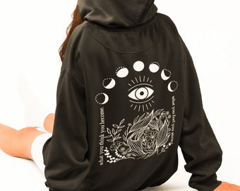 Witchy Alt Clothing Occult Clothing Witchy Aesthetic Tarot Clothing Witch Hoodie Oversized Hoodie Evil Eye Print Eye of Horus Trendy Hoodie
