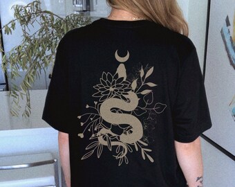 Witch Shirt Oversized Tshirt Snake Shirt Aesthetic Shirt Snake Clothing Tattoo Shirt Empowerment Shirt Girl Power Shirt Tarot Shirts Women