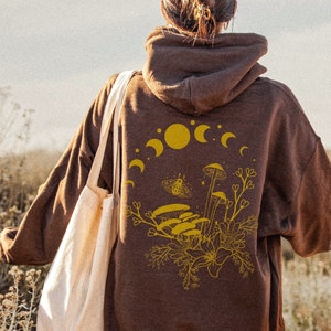 Mushroom Hoodie Moth Hoodie Cottage core Fairy Goblincore Clothing Alt Clothing Dark Academia Deathhead moth Sweatshirt Witchy Hoodie Witch