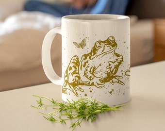 Frog Mug Cute Frog And Toad Mug Forest Mug Mushroom Mug Frog Vintage Camping Mug Best Friend Mugs Animal Frog Gifts Cottage Core Goblincore