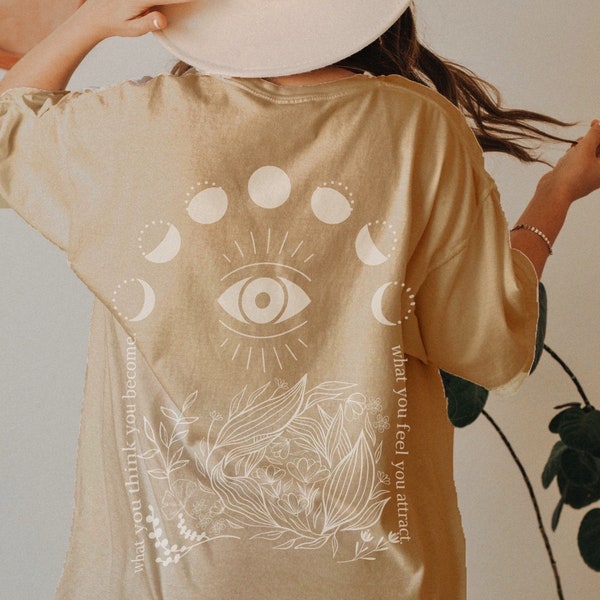 Third Eye Oversized T Shirt Moon Shirt Celestial Shirt Botanical Shirt Strong Women Tee, Self Development Tarot Shirts Women Witchy Clothing