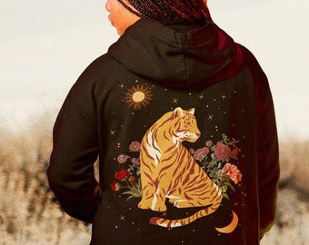 Trendy Clothes Alt Clothing Easy Tiger Hoodie Graphic Tiger Hoodie Cottagecore Clothing Cottagecore Oversized Hoodie Witchy Clothing Y2k