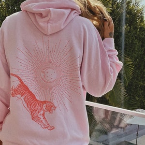 Y2k Clothing Aesthetic Clothes Oversized Hoodie Indie Clothing Y2k Top Tiger Hoodie Clothes Women Aesthetic Sun and Moon Clothes Oversized