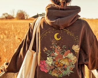 Mushroom Hoodie Cottage Core Clothing Cottagecore Alt Hoodie Fairy Aesthetic Plants Hoodie Vintage Fairy Hoodie Goblincore Fairy Hoodie