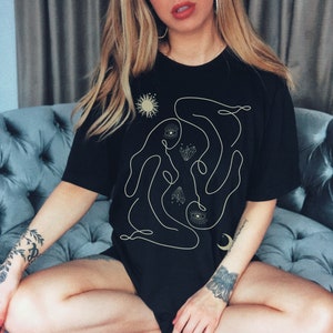 Celestial Shirt Trippy Shirt Occult Shirt Moon Shirt Women Child Witchy Shirt Sunshine Shirt Moon Light Girl Power Shirt Spiritual Oversized