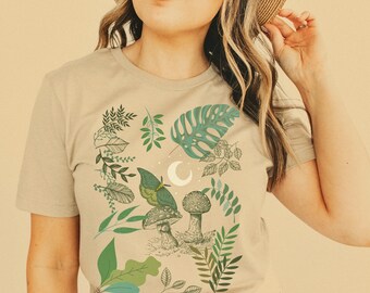 Cottagecore Clothing Mori Girl Botanical Shirt Cottagecore Sweater Plant Shirt Nature Shirt Magic Mushroom Cottagecore Art Garden Luna Moth