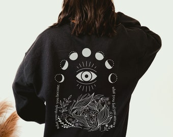 Witchy Sweatshirt Moon Sweatshirt Aesthetic Sweatshirt Tarot Shirt Indie Sweatshirt Alt Clothes Witchy Stuff Celestial Shirt Witchy Clothing