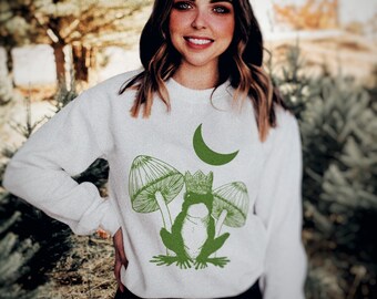 Kikker Pad Sweatshirt Goblincore Kleding Cottagecore Kleding Paddenstoel Sweatshirt Donkere Academia Kleding Magische Paddenstoel Shirt