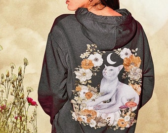 Cat Hoodie Fairycore Clothing Cottagecore Mushroom Goblin Core Coquette Aesthetic Botanical Shirt Forestcore Clothing Mushroom Hoodie Alt