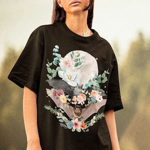Cute Bat Occult Shirt Mysticak Shirt Bat Art Cottagecore Shirt Goblincore Shirt Witchy Shirt Witchy Clothes Alt Clothing Cottagcore Clothing