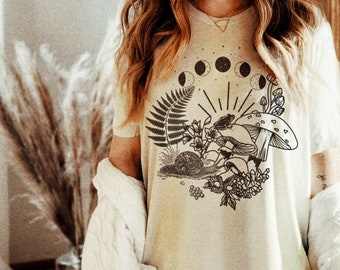 Magic Mushrooms Dark Academia Celestial Shirt Witchy Woman Shirt Tarot Shirt Mushroom Shirt Fairycore Shirt Frog Shirt Cottagecore Shirt