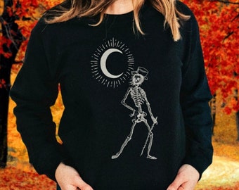 Tanzende Skelette Trendy Crewneck Skeleton Sweatshirt Hände Sweatshirt Stay Wild Moon Kind Witchy Sweatshirt Dancing Skeleton Vintage