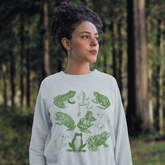 Toad Frog Gifts Dark Academia Goblincore Animal Sweatshirt Cute Frog Cottagecore Clothes Oversized Swearshirt Tree Frog Cottage Core