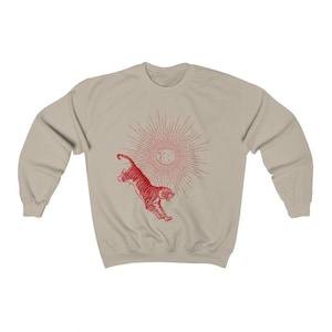 Aesthetic Sweatshirt Kawaii Clothes Edgy Clothes Trendy Sweatshirt Animal Sweatshirt Tiger T Shirt Vintage Oversized Sweatshirt y2k Clothing image 3