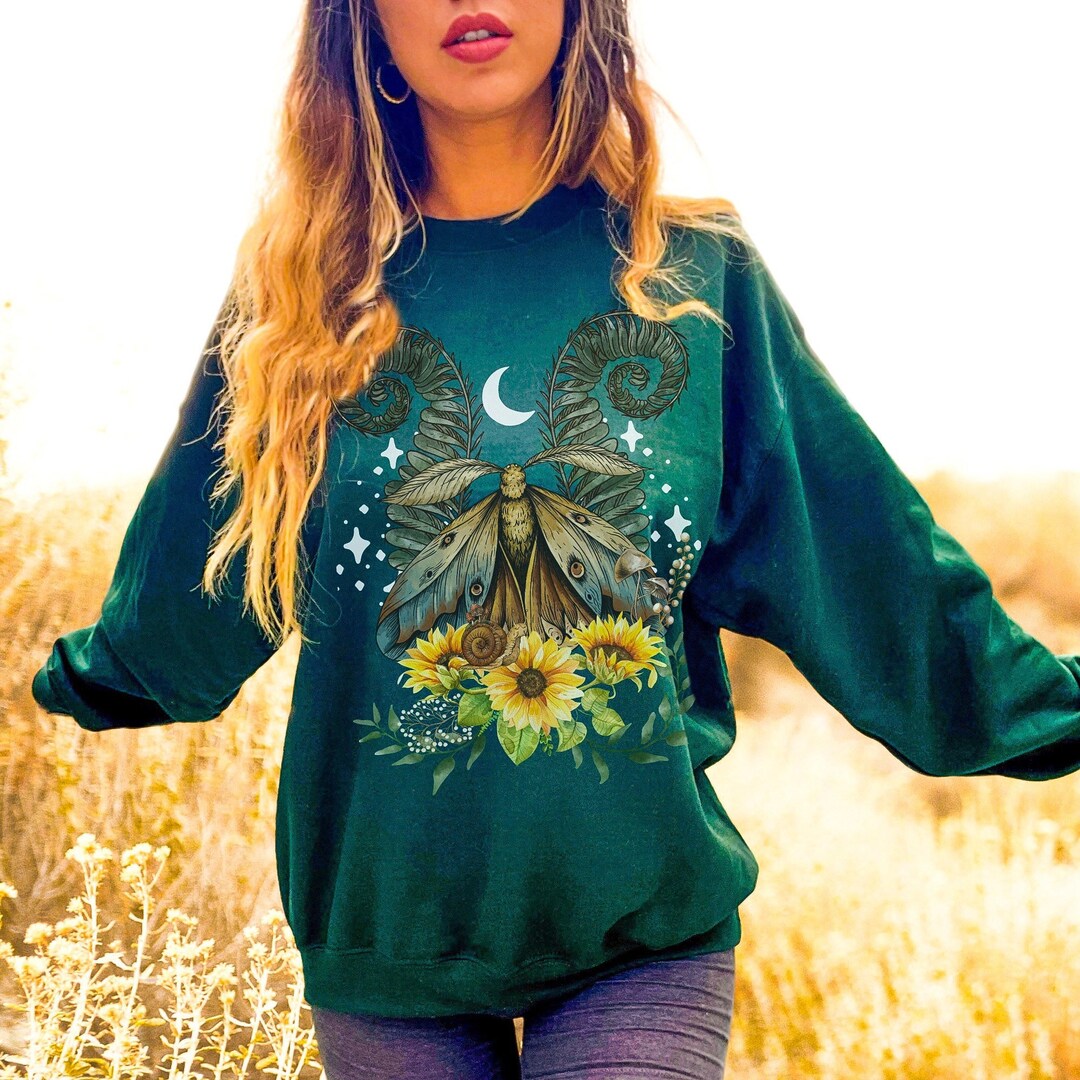 Moth Goblincore Clothing Cottagecore Sweater Light Academia Botanical ...