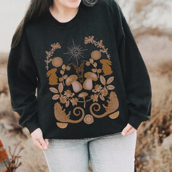 Cottagecore Clothing Cottagecore Art Soft Aesthetic Clothes Aesthetic Sweatshirt Magic Mushroom Mushroom Shirt Mushroom Print Dark Academia