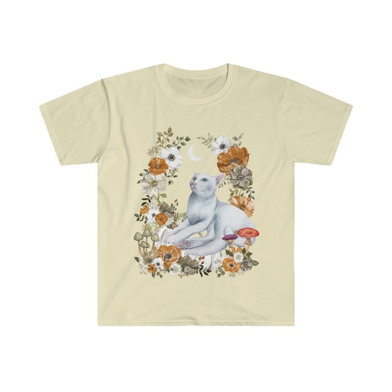 Mushroom Shirt Goblincore Fairycore Clothing Kawaii Cat Shirt Cottagecore Tshirt Goblin Core Clothes Coquette Aesthetic Botanical Shirt Soft Natural