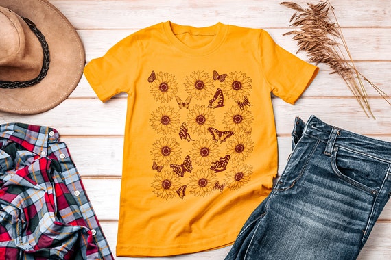 Sunflower Shirt Cottage Core Clothing Gardens Shirt Save the Bees Plant Lady Earth Day Botanical Shirt