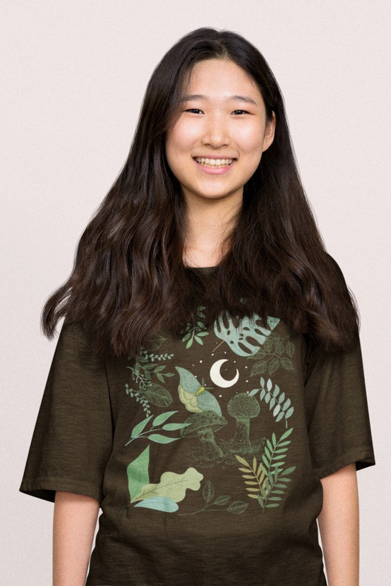Botanical Shirt Environment Shirt Luna Moth Art Moon Shirt Moon Tshirt Garden Shirt Folklore Shirt Cottagcore Clothing Cottage Art Indie