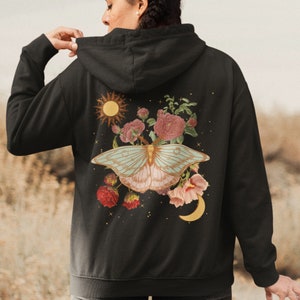 Fairycore clothing Goblincore Cottagecore Sweater Alt Clothing Alternative Clothing Cottagecore Clothing Luna Moth Trendy Oversized Hoodie image 2