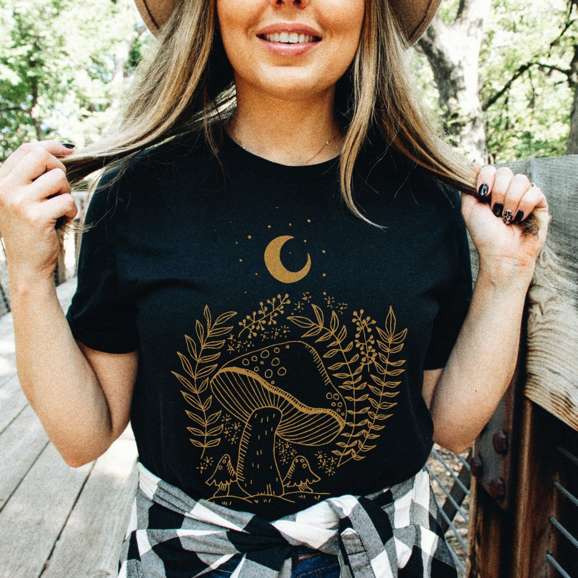 ★MIM the wardrobe★ Burur X Mimder Flowerpot T-shirt Black Goblincore Cottagecore Clothing Dark Academia Moon Shirt