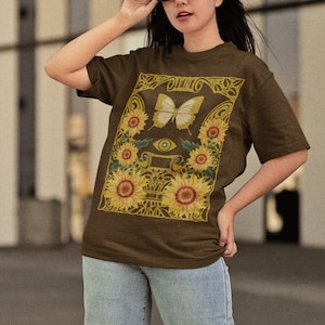Butterfly Top Insect Shirt Witchy Clothes Mori Girl Mori Kei Aesthetic Tshirt Cottagecore Clothing Monarch Butterfly Top Tarot Card Shirt