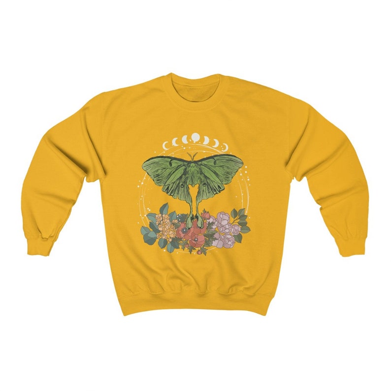 Cottagecore Clothing Luna Moth Oversized Sweatshirt Botanical Sweatshirt Goblincore Clothing Dark Academia Clothinf Mori Kei Dark Core image 3