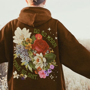 Aesthetic Positive Preppy Indie Clothes Wildflower Shirt Oversized Hoodie Plant Hoodie Growth Mindset Cottagecore Clothing Flower Hoodie