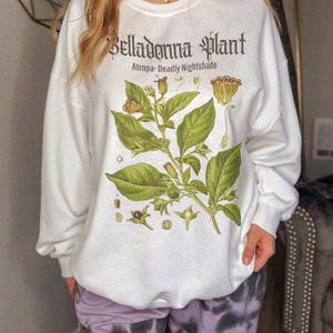 Estetyczna bluza Oversize'owa bluza Modna bluza Art Hoe Grunge Odzież Estetyczna magia Nadruk Nightshade Mori Girl Miękka ciemna zdjęcie 2