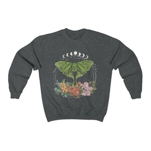 Cottagecore Clothing Luna Moth Oversized Sweatshirt Botanical Sweatshirt Goblincore Clothing Dark Academia Clothinf Mori Kei Dark Core image 6