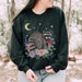 Racoon Sweatshirt Mushroom Botanical Shirt Oversized Crewneck Cottagecore Nature lover Tee Fairycore Clothing Goblincore Alt Clothes 