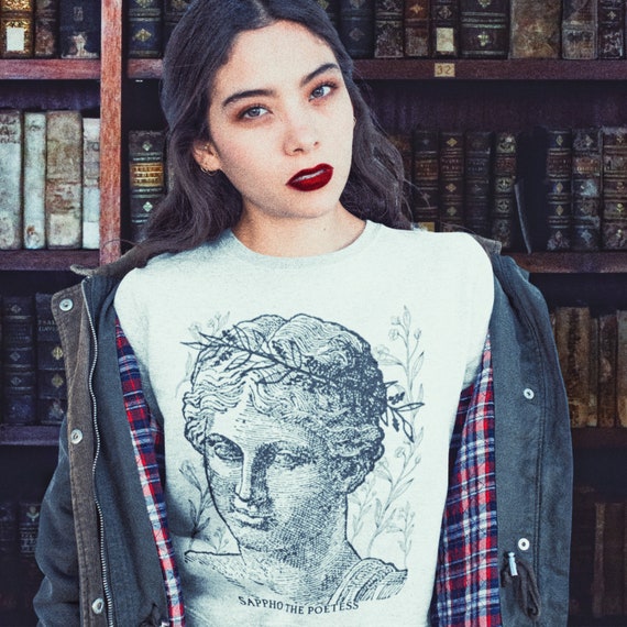 Dark Academia Cottagecore Clothing Alternative Clothing Alt Clothing Sappho Bust of Sappho Botanical Shirt Clothing Edgy Clothing