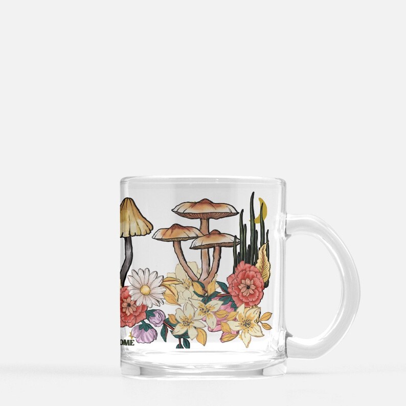 Mushroom Mug Cottagecore Mug Mushroom Cup Magic Mushroom Gift Decor Garden Mug Decoration Mountain Iced Coffee Glass Indie Room Decor image 2