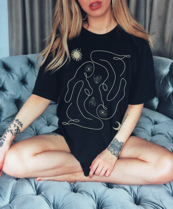 Celestial Shirt Trippy Shirt Occult Shirt Moon Shirt Women Child Witchy Shirt Sunshine Shirt Moon Light Girl Power Shirt Spiritual Oversized